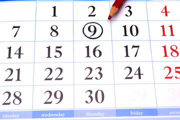 weekly monthly with beautiful numbers and the ninth digit is circled in black circle