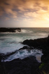 sunset on coast of Azores Island, Portugal