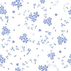 Fototapeta na wymiar Seamless Vector pattern with romantic blue flowers for decoration, print, textile, fabric, stationery