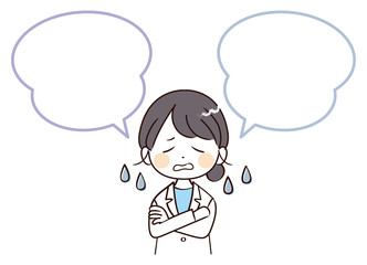 女性、医者、ふきだし、困惑