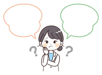 女性、医者、ふきだし、疑問