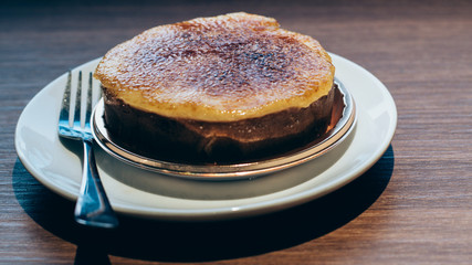 Caramelized Baked Custards. Crème brulee. Vanilla Crème Brulee .popular Portuguese dessert. Leite Crème. Portuguese Custard Tarts