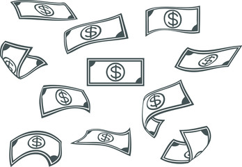 Raining Money icon, banknote rain background, vector  - obrazy, fototapety, plakaty