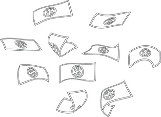 Fototapeta na wymiar Raining Money icon, banknote rain background, vector 