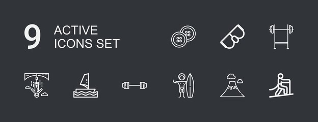 Editable 9 active icons for web and mobile