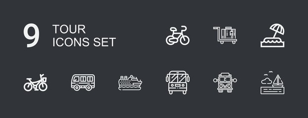 Editable 9 tour icons for web and mobile