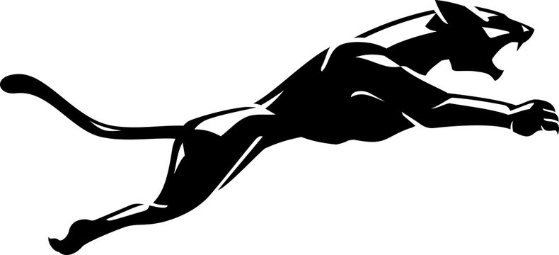 Black Panther Jump, Logo Symbol Shadowed Illustration