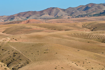 Desert Agafay in the winted located in the Morocco south of the Marrakech