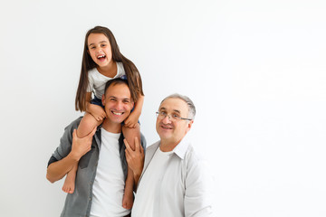 Indian asian family sitting over white background