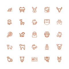 Editable 25 mammal icons for web and mobile