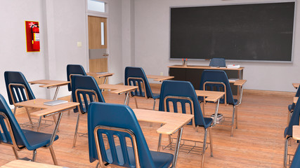 3D Rendering High School Classroom