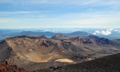Tongariro Crossing, vulcano crater and beautiful landscape close to Taupo, hiking in the mountains