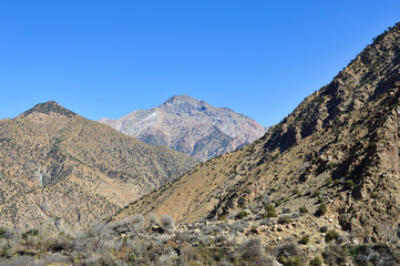 Berber villages and houses made out of clay at the hills and mountains of High Atlas 