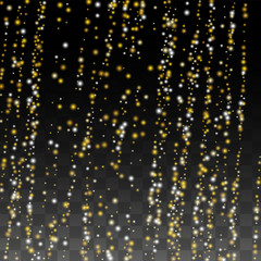 Obraz na płótnie Canvas Gold Glitter Vector Texture on a Black. Golden Glow Pattern. Golden Christmas and New Year Snow. Golden Explosion of Confetti. Star Dust. Abstract Flicker Background with a Party Lights Design. 
