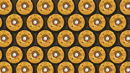 yellow shotgun shells back view - obrazy, fototapety, plakaty