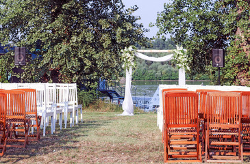 Outdoor wedding setup