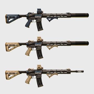 realistic modern assault rifles set