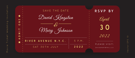 Movie Wedding Ticket Vector