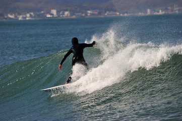 Koreans Enjoy Surfing on Feb. 9, 2020 at the Yonghan-ri Beach in Heunghae-eup, Pohansi, South Korea.