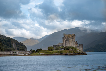 Fototapeta na wymiar The view of Eilean Donan Castle on Isle of Skye in Scotland
