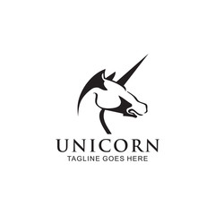 Unicorn mythological animal logo design vector template