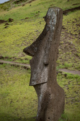 Moai statues at Rano Raraku Volcano at Easter Island, Chile