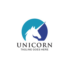 Unicorn mythological animal logo design vector template