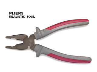 Realistic pliers. Realistic vector illustration of a hand tool on a white background. Labour day holiday design.