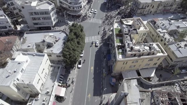 Tel Aviv center aerial drone footage 4k