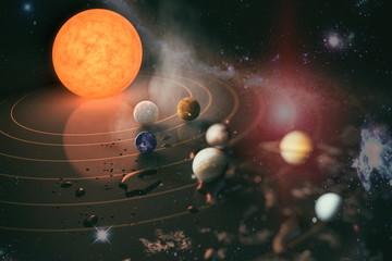 Solar system planet, comet, sun and star. Sun, mercury, Venus, planet earth, Mars, Jupiter, Saturn,...