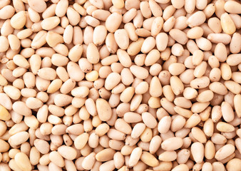 Pine nut background. The view of the top.