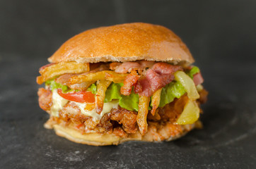 Hamburguer in Black Background