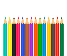 set of colored pencils. Flat vector illustration isolated