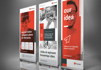 Light Gray and Red Roll-Up Banner Layout