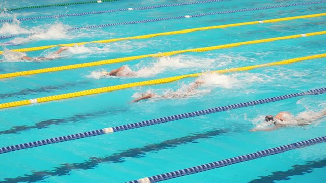 Bangkok ,Thailand - FEBRUARY 10,2020 : Women youth freestyle swimming competition during Martin Cup 2020 in the swimming pool of Assumption University Bangna