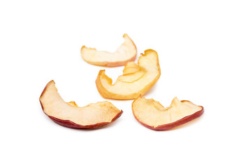  Dried sliced apples, fruit isolated on white background
