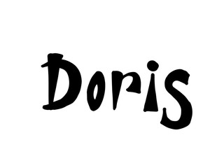 Doris. Woman's name. Hand drawn lettering. Vector illustration. Best for Birthday banner