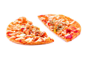 Sausage Pizza on white background