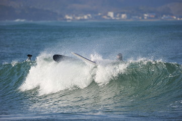 Koreans Enjoy Surfing on Feb. 9, 2020 at the Yonghan-ri Beach in Heunghae-eup, Pohansi, South Korea.