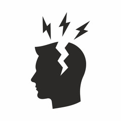 Headache icon. Vector icon isolated on white background.