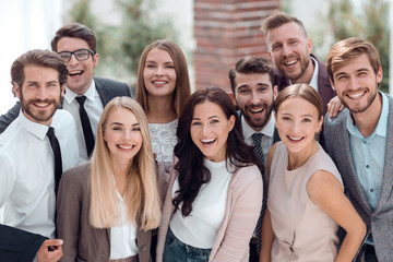 close up. a group of professional corporate employees.