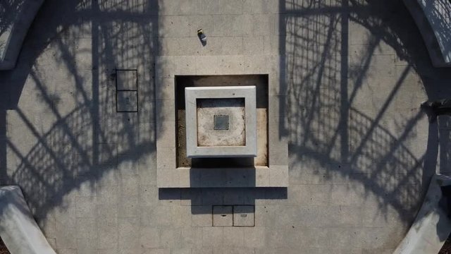 A BEAUTIFUL aerial shot of a symmetric park going up as a rocket.