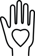 Hand with heart line icon, vector