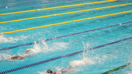 Bangkok ,Thailand - FEBRUARY 10,2020 : Women youth freestyle swimming competition during Martin Cup 2020 in the swimming pool of Assumption University Bangna