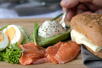 Fresh egg and trout, lovely breakfast