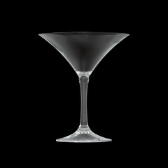Empty Conical Martini Cocktail Glass Isolated on Black Background. 3D Render.