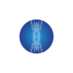 circuit in the circle icon.technology logo design template symbol icon vector-vector