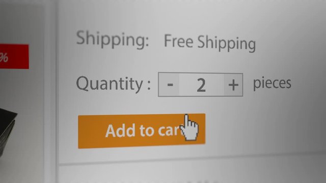 Mouse Cursor Clicking Quantity and Check Out Button. Online Shopping Checkout Process