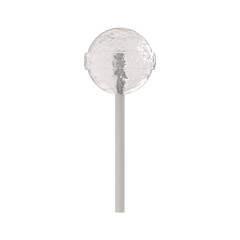 White Colorless transparent Lollipop. 3D Render Template Isolated on White Background.