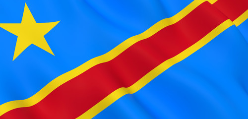 National Fabric Wave Closeup Flag of Democratic Republic of the Congo